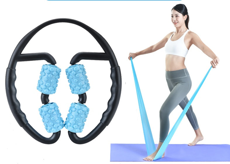 Multifunctional Muscle Massager Relaxation Roller Ring Clamp Yoga Body Shaping 4 Wheels Fitness Device for Sports - GoVital Co.