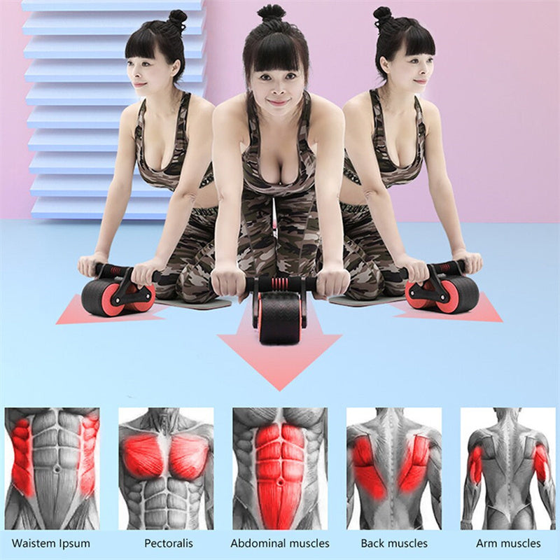 Double Wheel Abdominal Exerciser Women Men Automatic Rebound Ab Wheel Roller - GoVital Co.