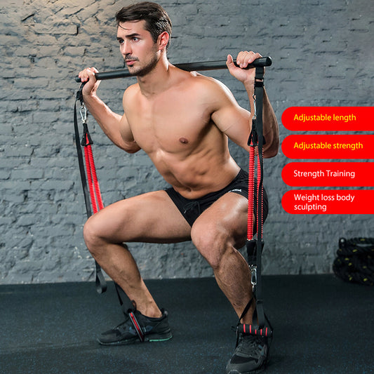 Body Workout Trainer Bar with Resistance Bands Rubber Buckles - GoVital Co.