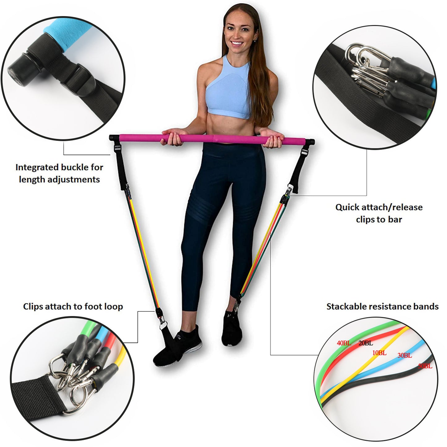 Fitness Yoga Pilates Bar Portable Gym Accessories Sport Elastic Bodybuilding Resistance Bands - GoVital Co.